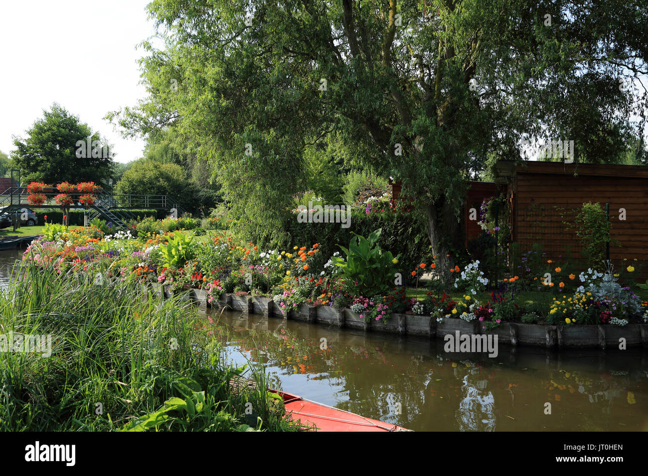 I giardini galleggianti di Les Hortillonnages dal sentiero vicino alla chemin du malaquis in Amiens, somme, hauts de france, Francia Foto Stock