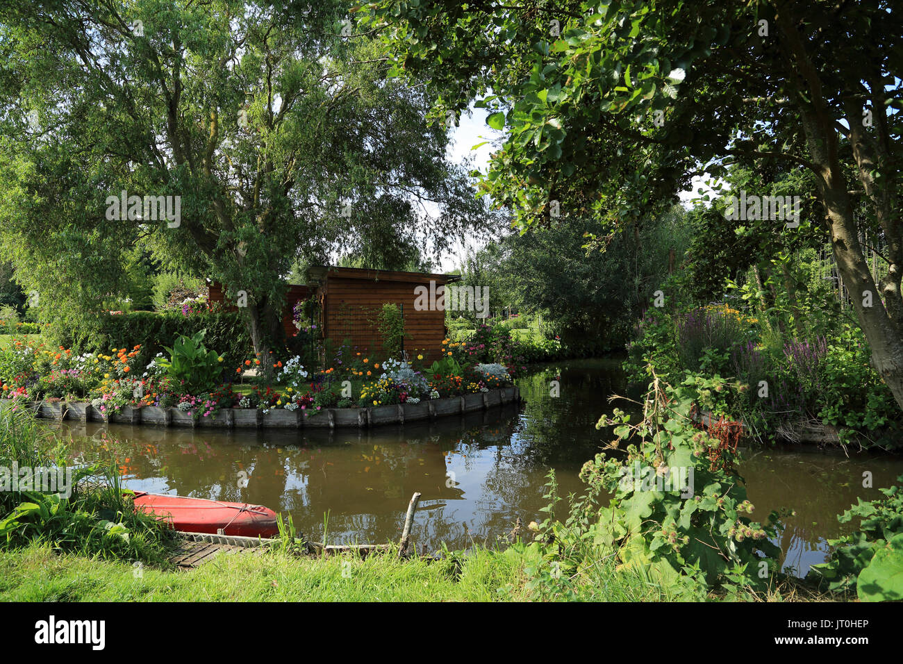 I giardini galleggianti di Les Hortillonnages dal sentiero vicino alla chemin du malaquis in Amiens, somme, hauts de france, Francia Foto Stock