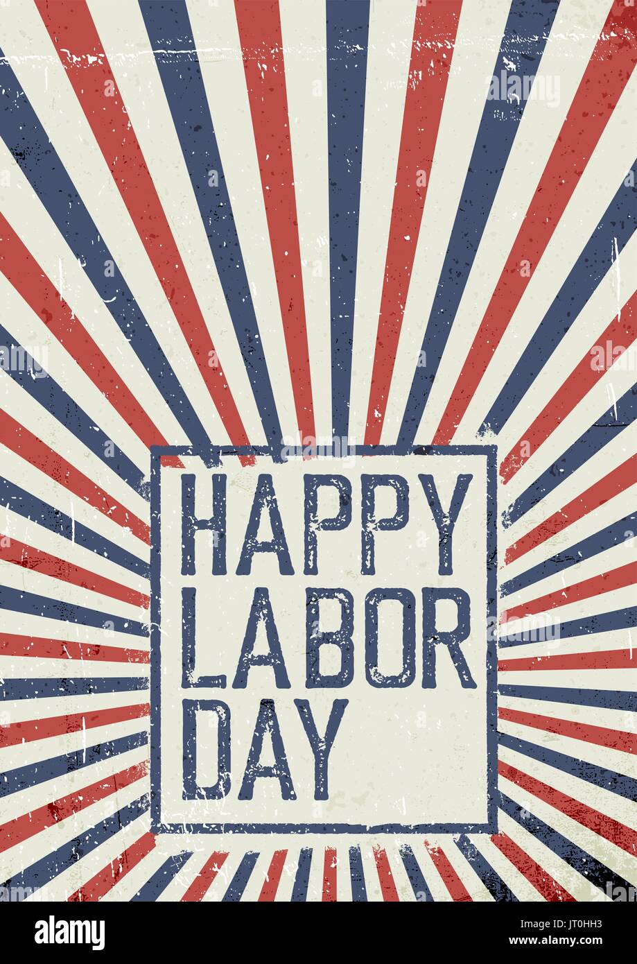 Il Labor Day celebrazione poster. Grunge Stati Uniti d'America bandiera. Abstract American patriottica di sfondo per le vacanze. Illustrazione Vettoriale