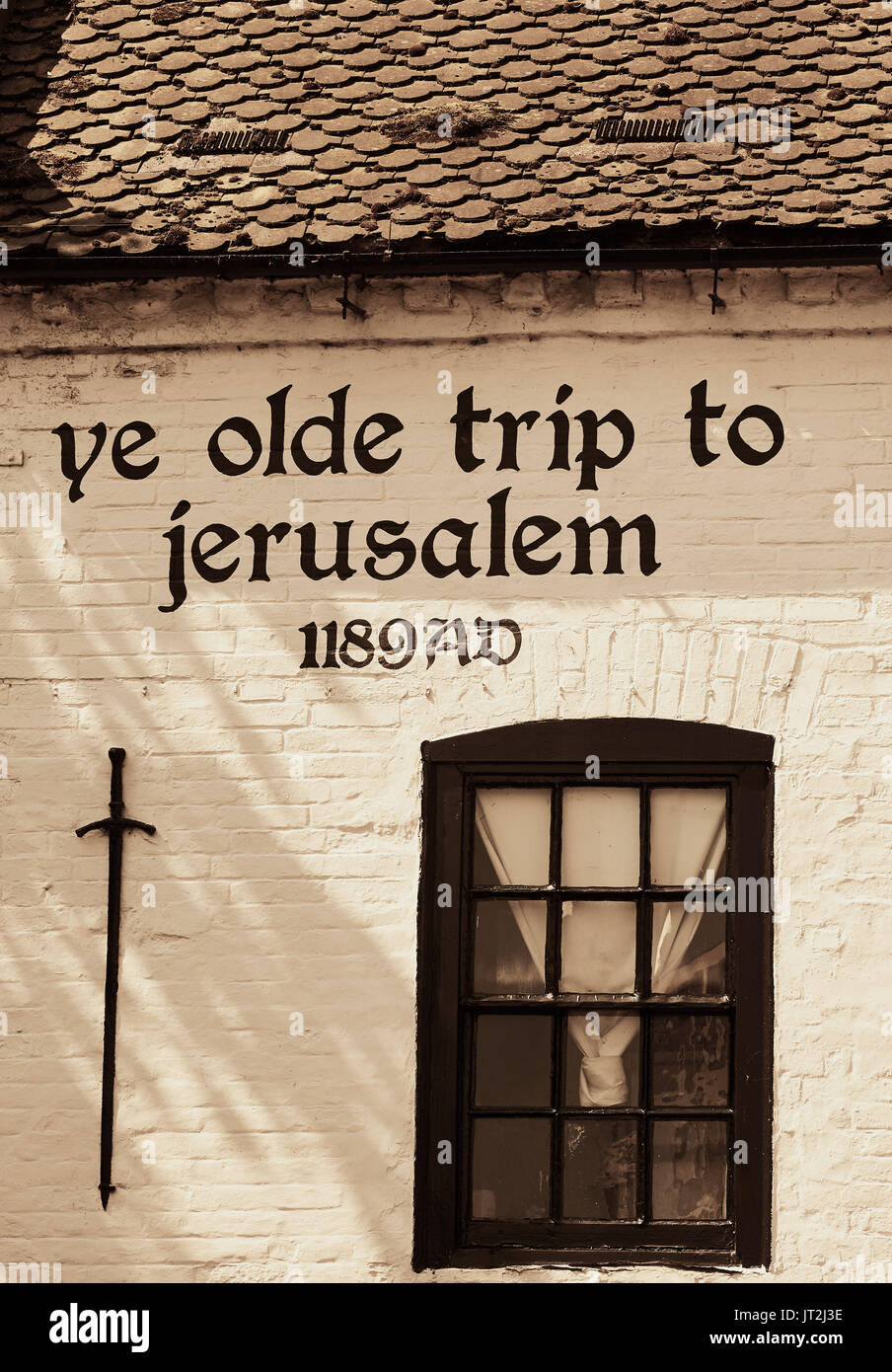 Ye Olde Trip to Jerusalem, che sostiene di essere il più antico pub in Inghilterra, Castle Rock, Nottingham, Nottinghamshire, East Midlands, Inghilterra Foto Stock