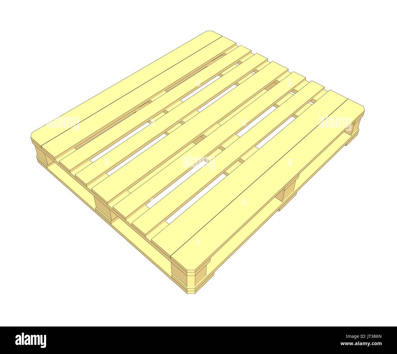 Pallet in legno. Isolato su bianco. Vettore Illustrazione Vettoriale
