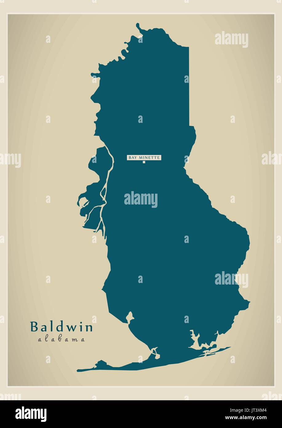 Mappa moderno - Baldwin Alabama county USA illustrazione Illustrazione Vettoriale