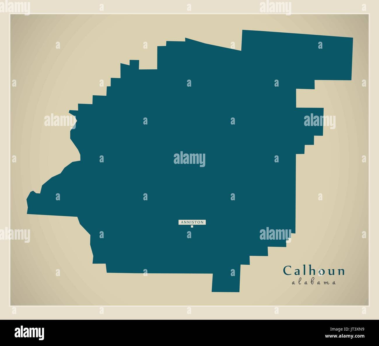 Mappa moderno - Calhoun Alabama county USA illustrazione Illustrazione Vettoriale