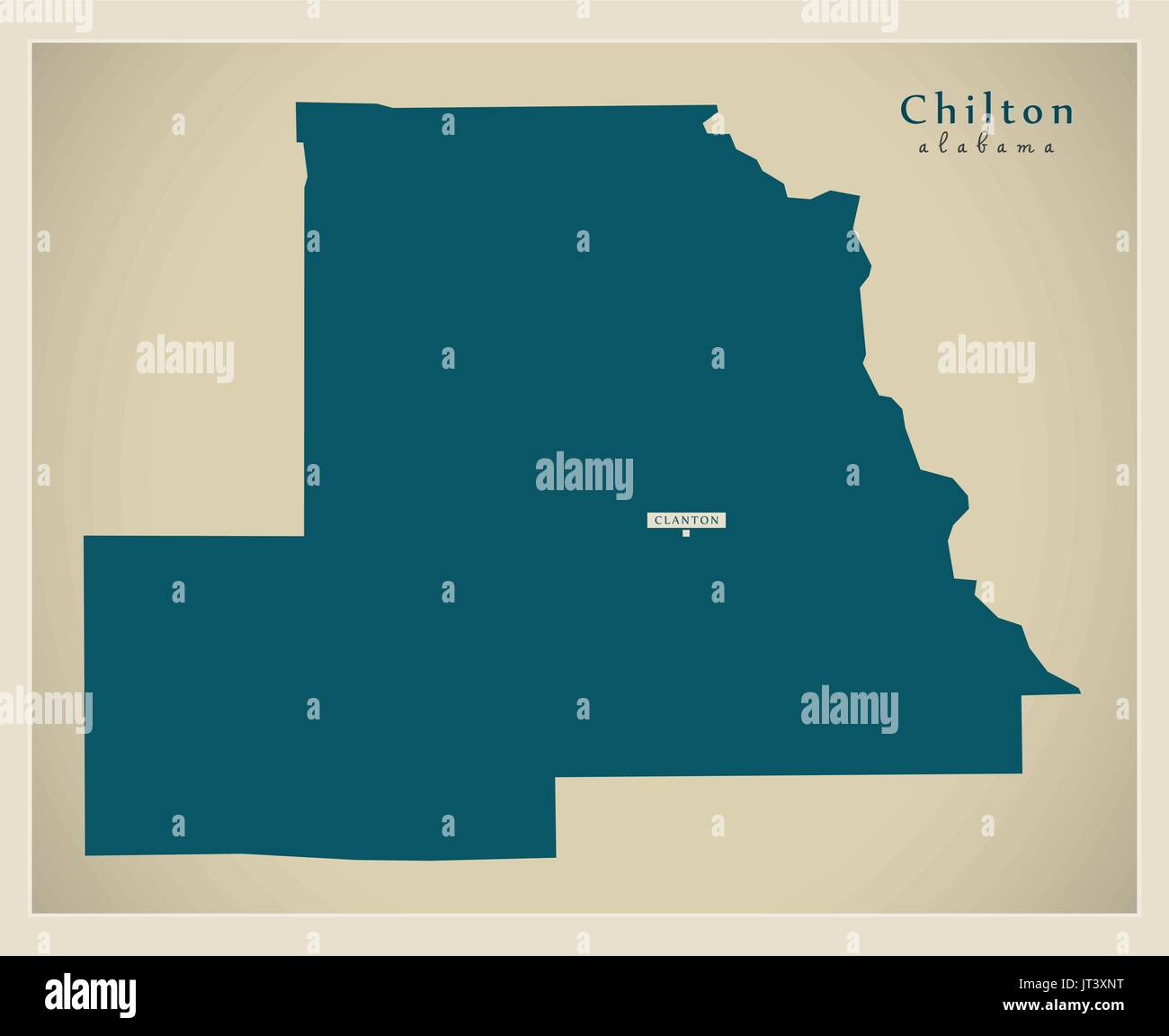 Mappa moderno - Chilton Alabama county USA illustrazione Illustrazione Vettoriale