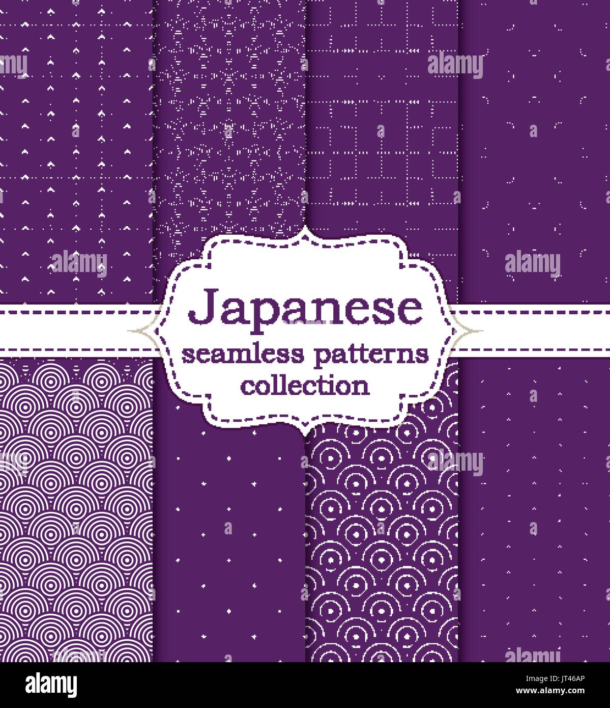 10 diverse giapponese asiatici modelli senza giunture Illustrazione Vettoriale