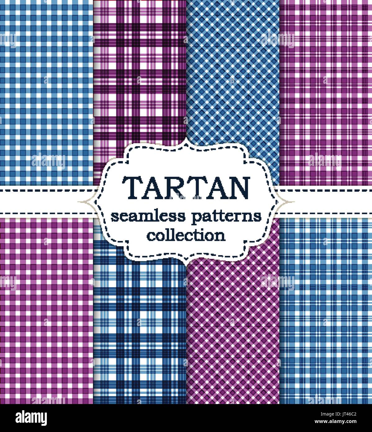 Set di seamless disegni tartan Illustrazione Vettoriale