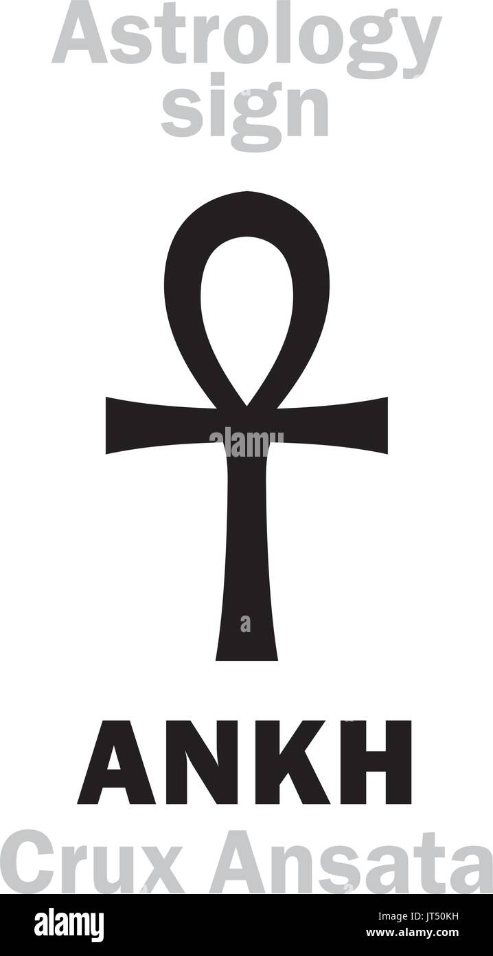 Alfabeto astrologia: ANKH chiave (Crux Ansata). Caratteri geroglifici segno (simbolo unico). Illustrazione Vettoriale