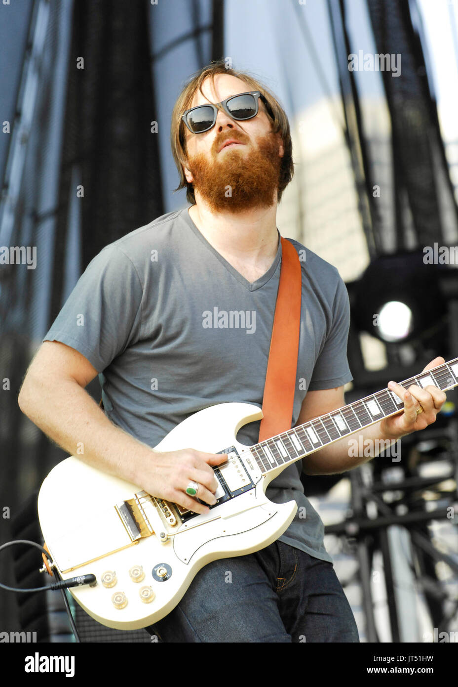 DaN Auerbach Black Keys in esecuzione 2008 Lollapaleooza Music Festival Grant Park Chicago. Foto Stock