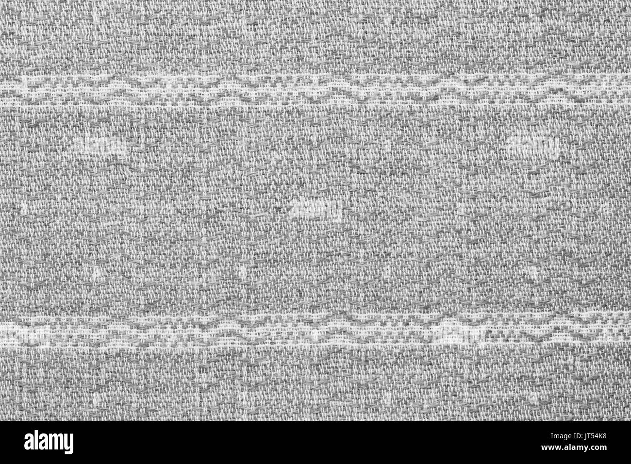 Sfondo di tessuto di lino con una configurazione di tessitura di colore grigio Foto Stock