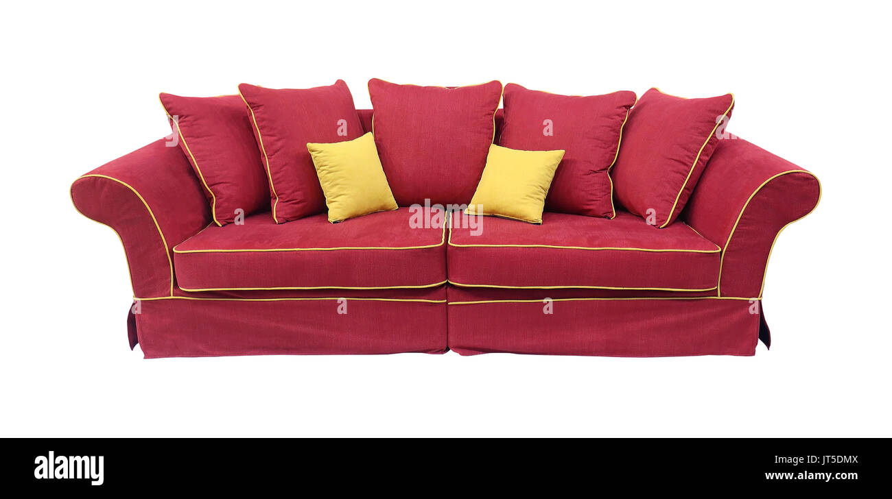 Red confortevole divano isolato con percorso di clipping incluso Foto Stock