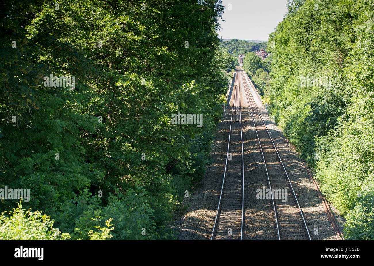 Linee ferroviarie che portano a distanza Foto Stock