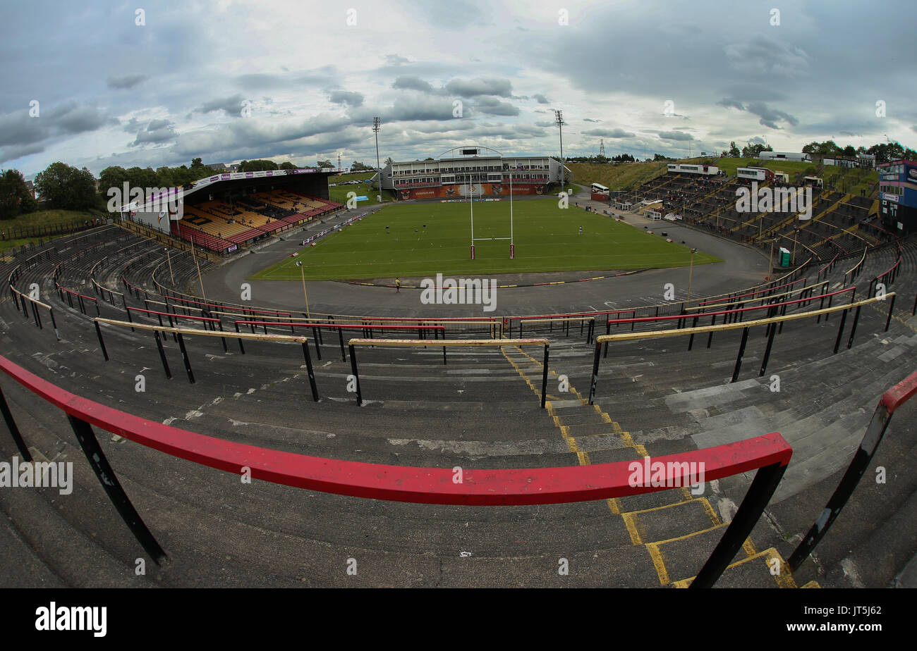 Lo stadio generale vedute della provvida Stadium, precedendo di Bradford Bulls vs Toulouse Olympique durante il Rugby League Championship scudo rotondo 1 cla Foto Stock