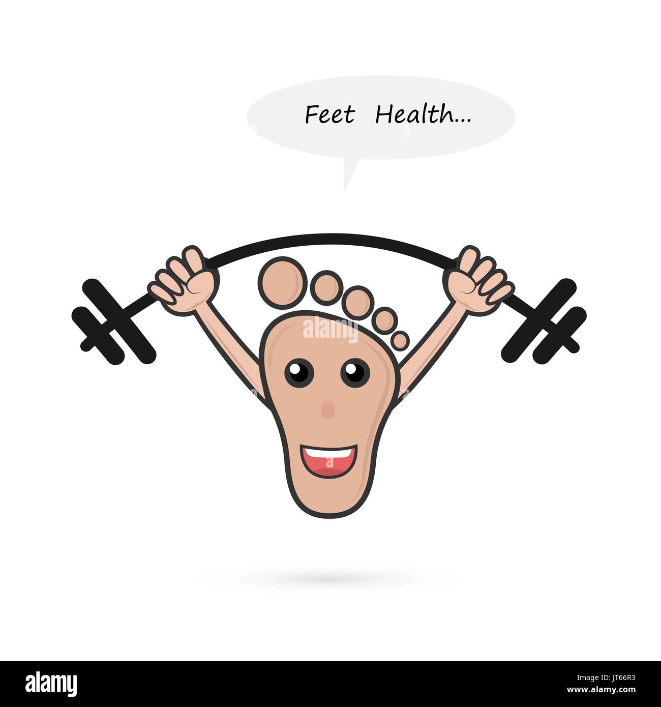 Footprint e barbell con il piede il concetto di cura.piede umano icon.piede spa concept.illustrazione vettoriale. Illustrazione Vettoriale