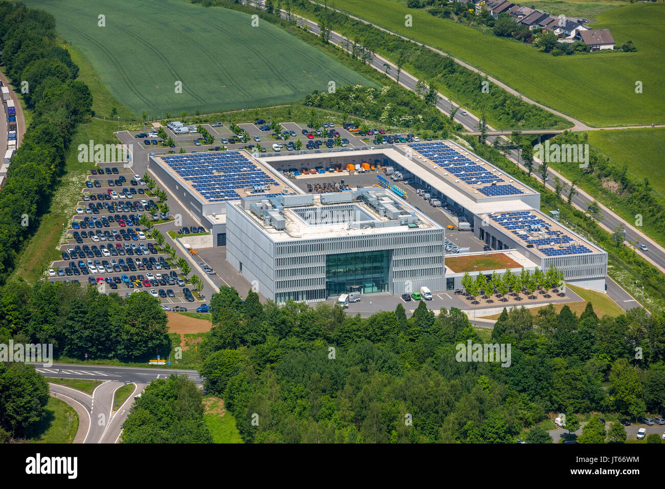 ENERVIE, Südwestfalen energia e acqua AG, Power Supply Company, foto aerea, Hagen, zona della Ruhr, Renania settentrionale-Vestfalia Foto Stock