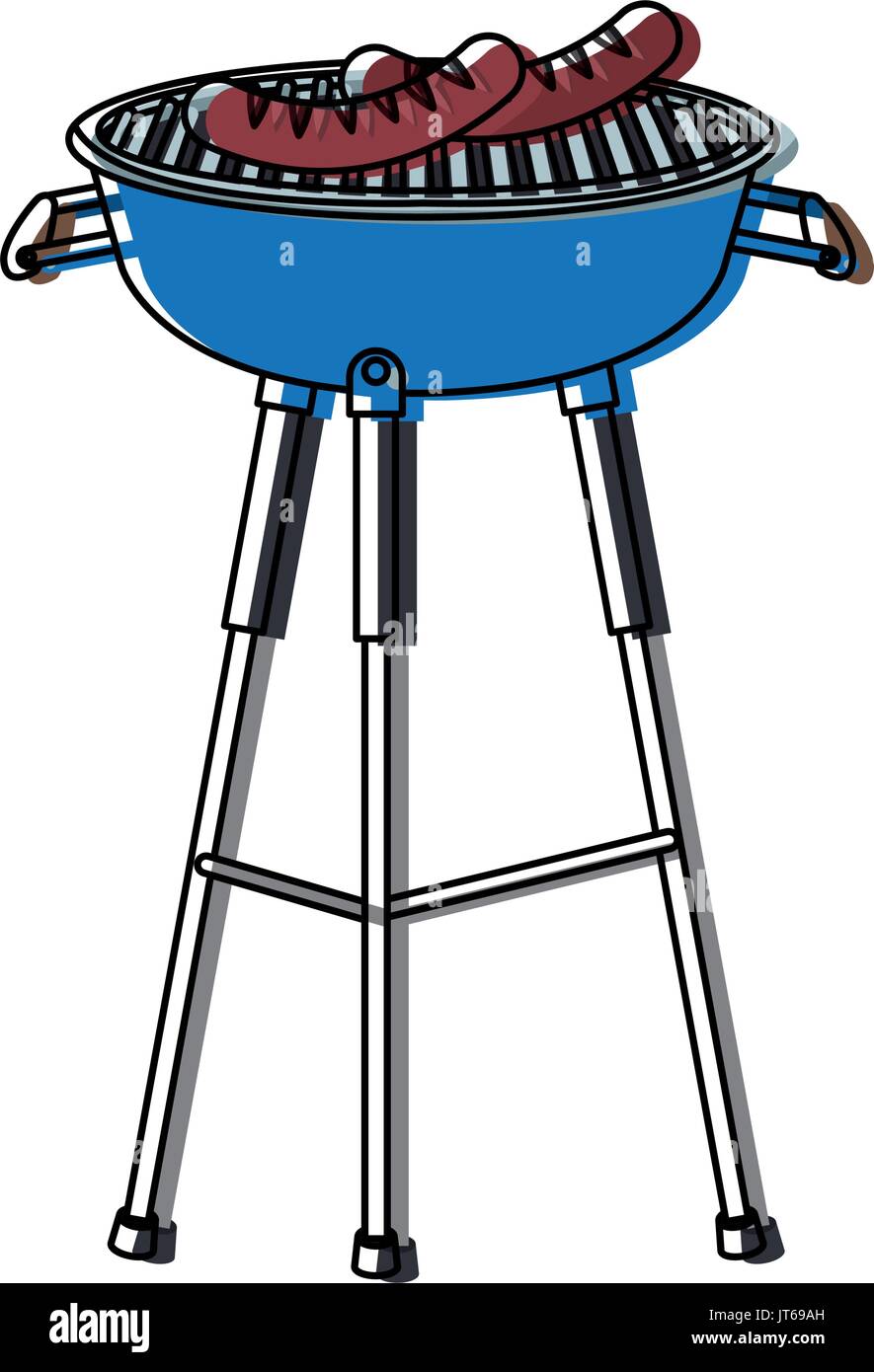 Barbeque saporite salsicce alla griglia cibo veloce Illustrazione Vettoriale