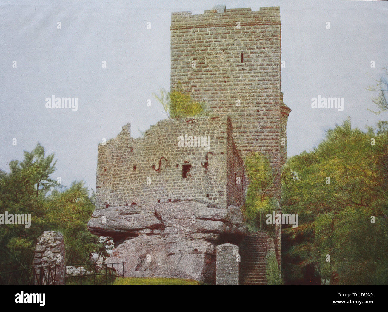 Foto storiche o castello Trifels in der Pfalz, Germania, digitale migliorata la riproduzione di un immagine pubblicata tra 1880 - 1885 Foto Stock