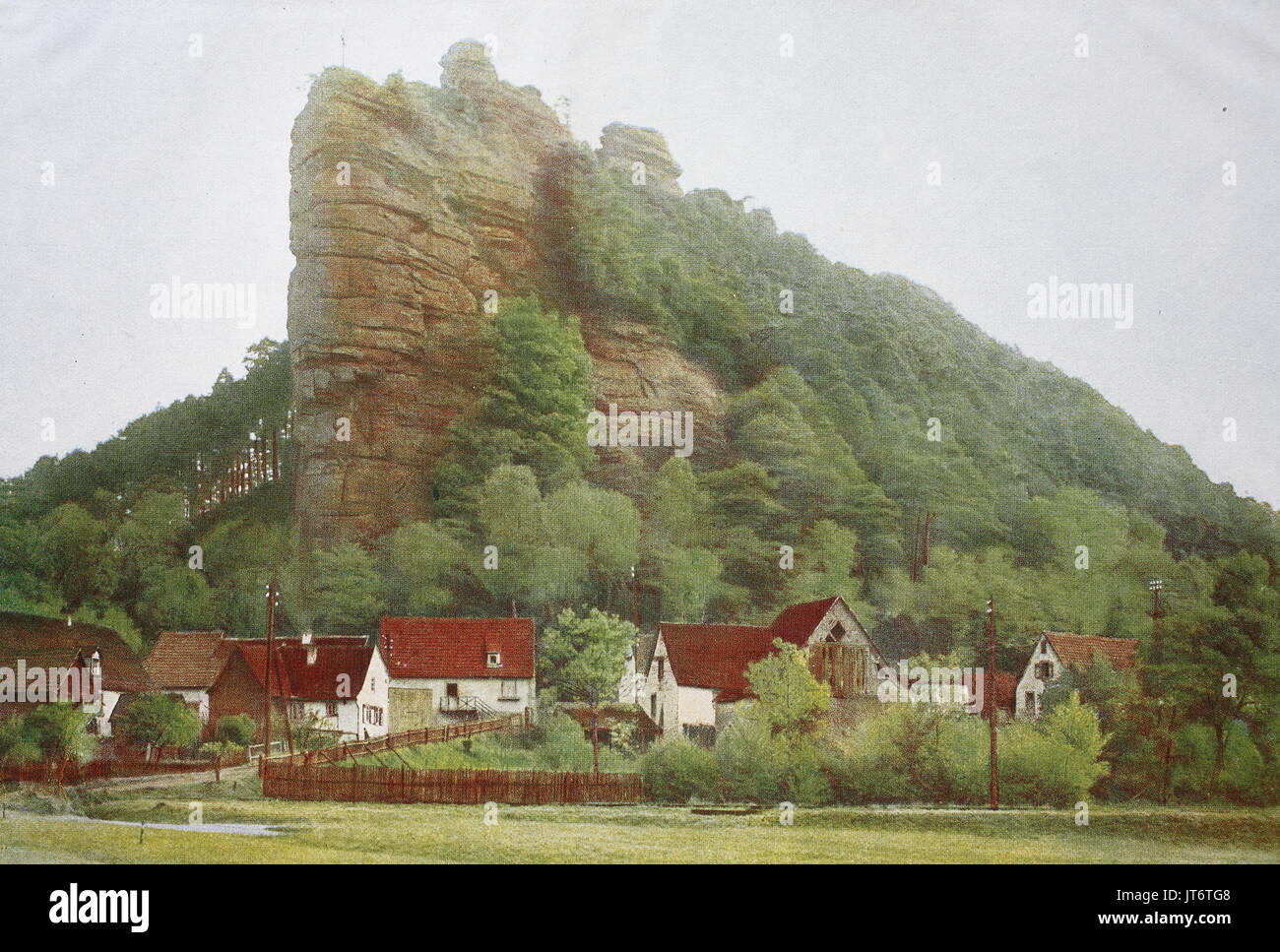 La roccia Jungfernsprung vicino Dahn, Germania, digitale migliorata la riproduzione di un immagine pubblicata tra 1880 - 1885 Foto Stock
