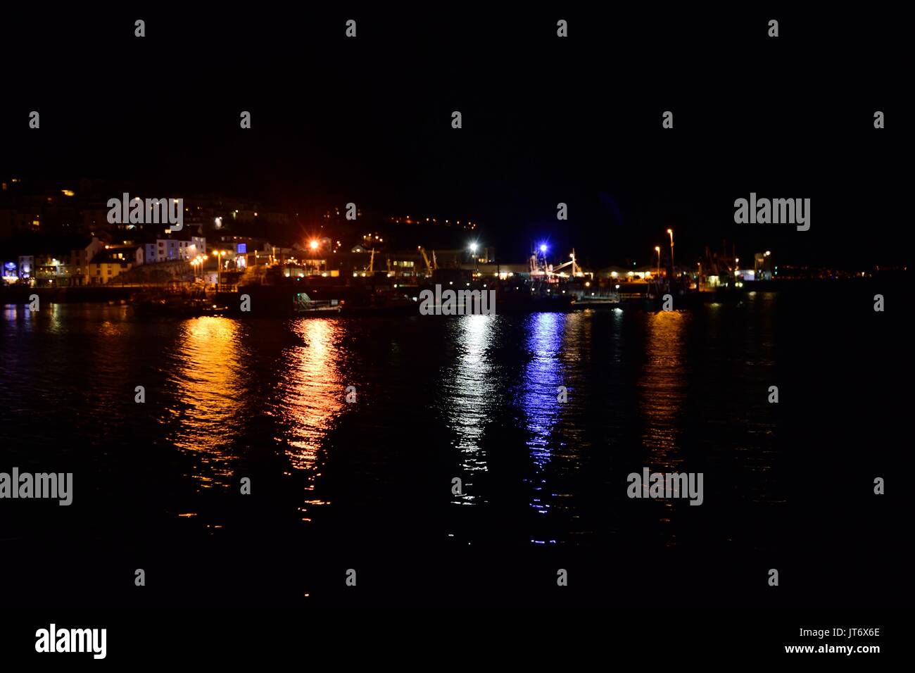 Brixham inverni del Porto di Notte Foto Stock