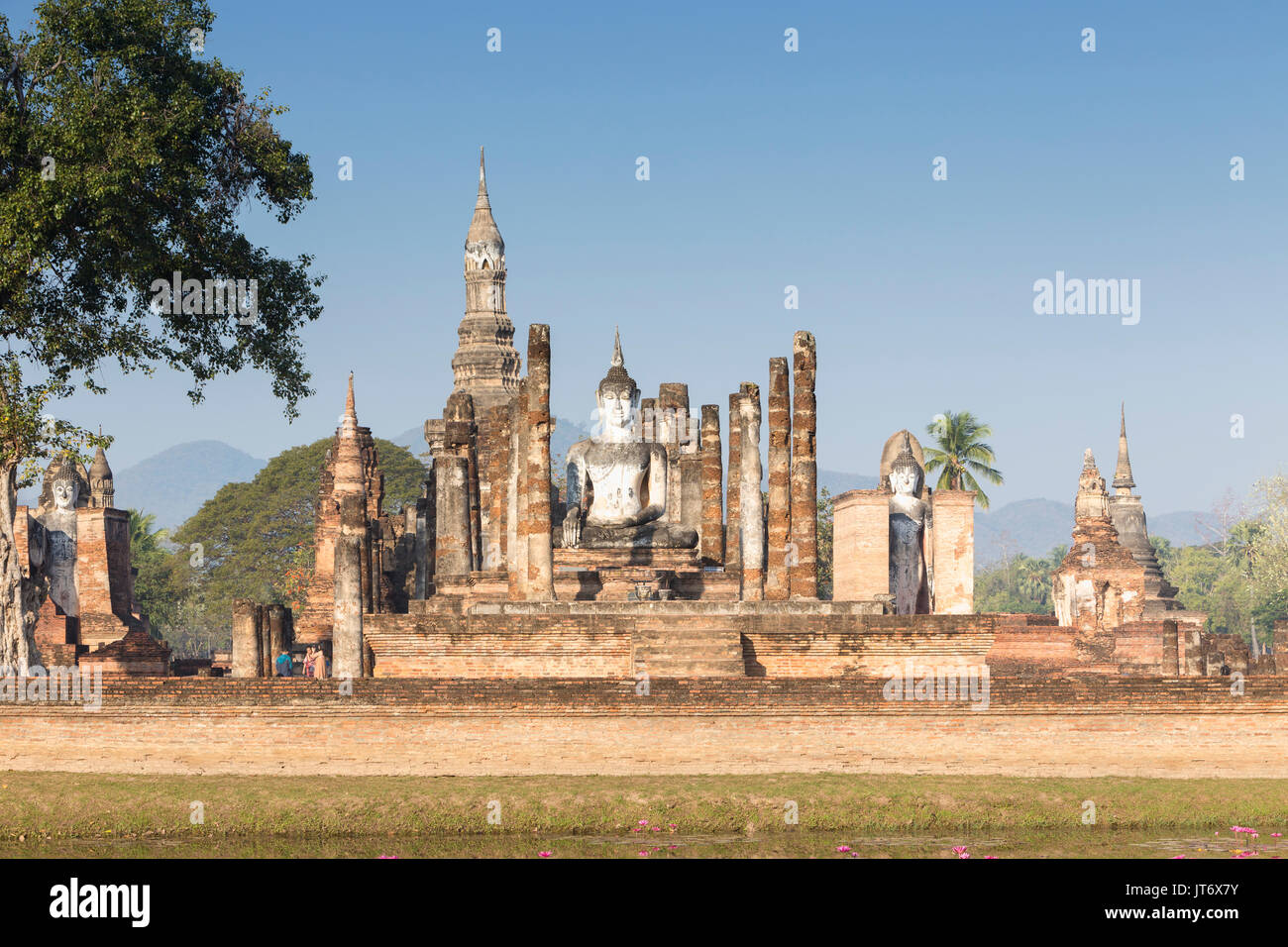 Wat Mahatat, Sukhothai historical park, Sukhothai, Thailandia Foto Stock