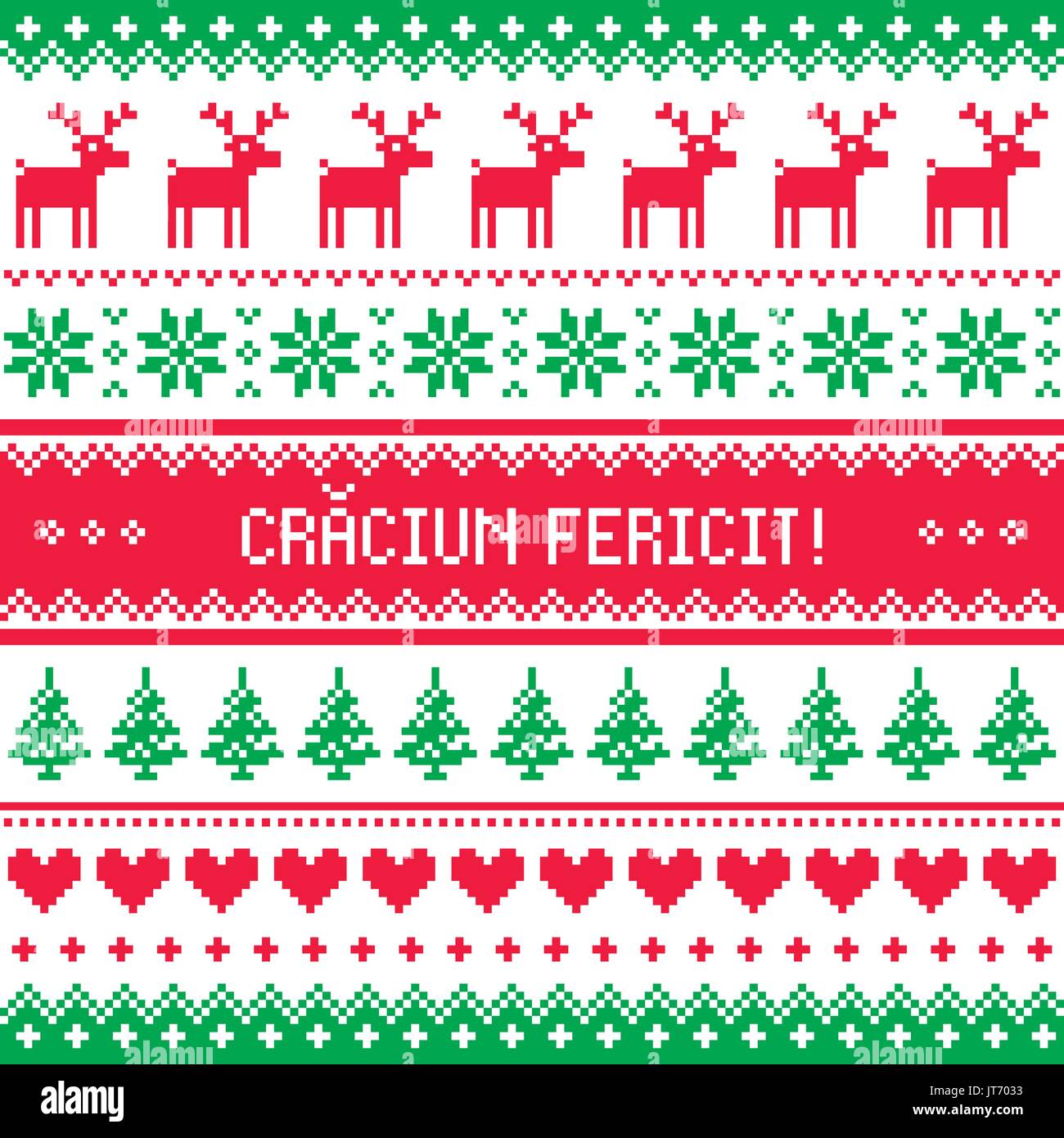 Craciun Fericit greeting card - Buon Natale in rumeno di pattern Illustrazione Vettoriale