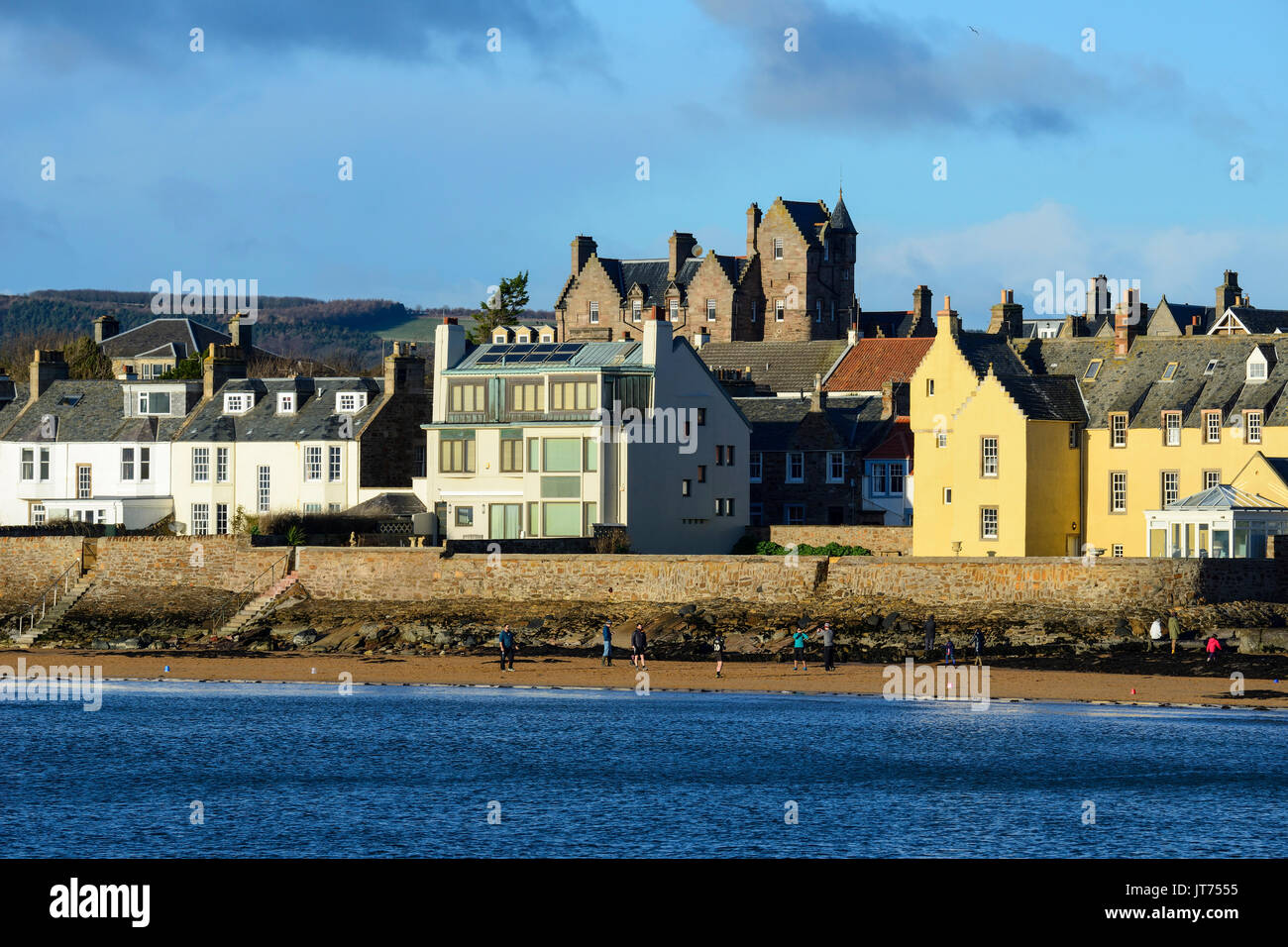 Lungomare a Scottish città costiera di Elie in East Neuk di Fife, Scozia, Regno Unito Foto Stock