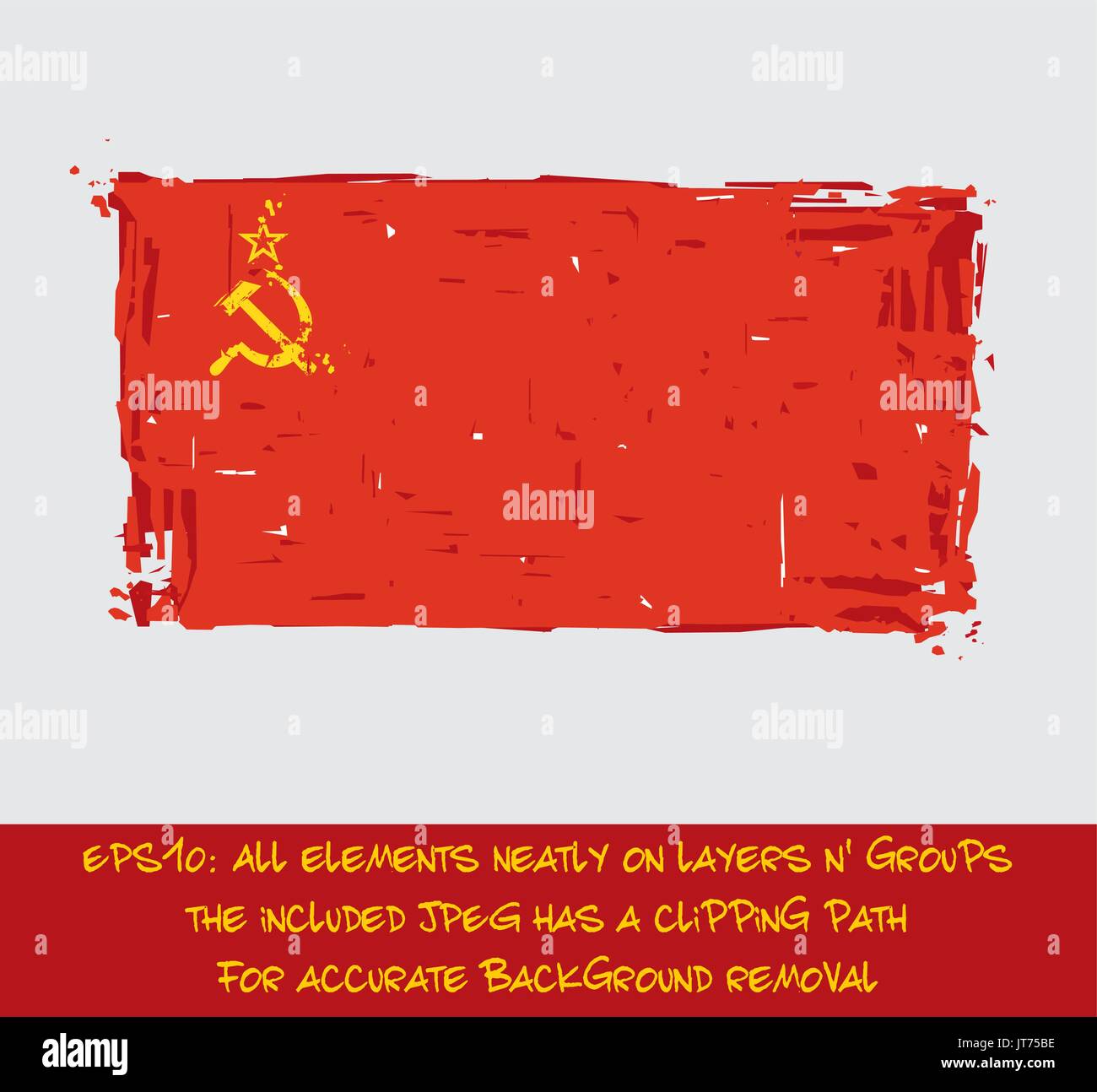Unione Sovietica bandiera piatta - artistica del vettore i tratti di pennello e schizzi. Illustrazione grunge, tutti gli elementi ordinatamente su strati e gruppi. Il formato JPEG è un cli Illustrazione Vettoriale