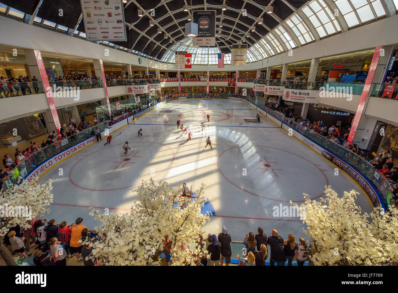 EDMONTON, Canada - 7 Luglio 2017 : hockey sul ghiaccio nel West Edmonton Mall. È il più grande centro commerciale in Nord America e il decimo più grande in Foto Stock