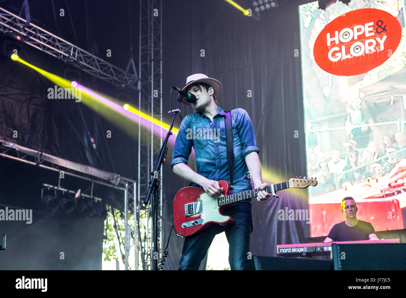 The Fratellis effettuando al disastroso Speranza & Gloria Festival. Liverpool, in Inghilterra. 05.08.17 Foto Stock