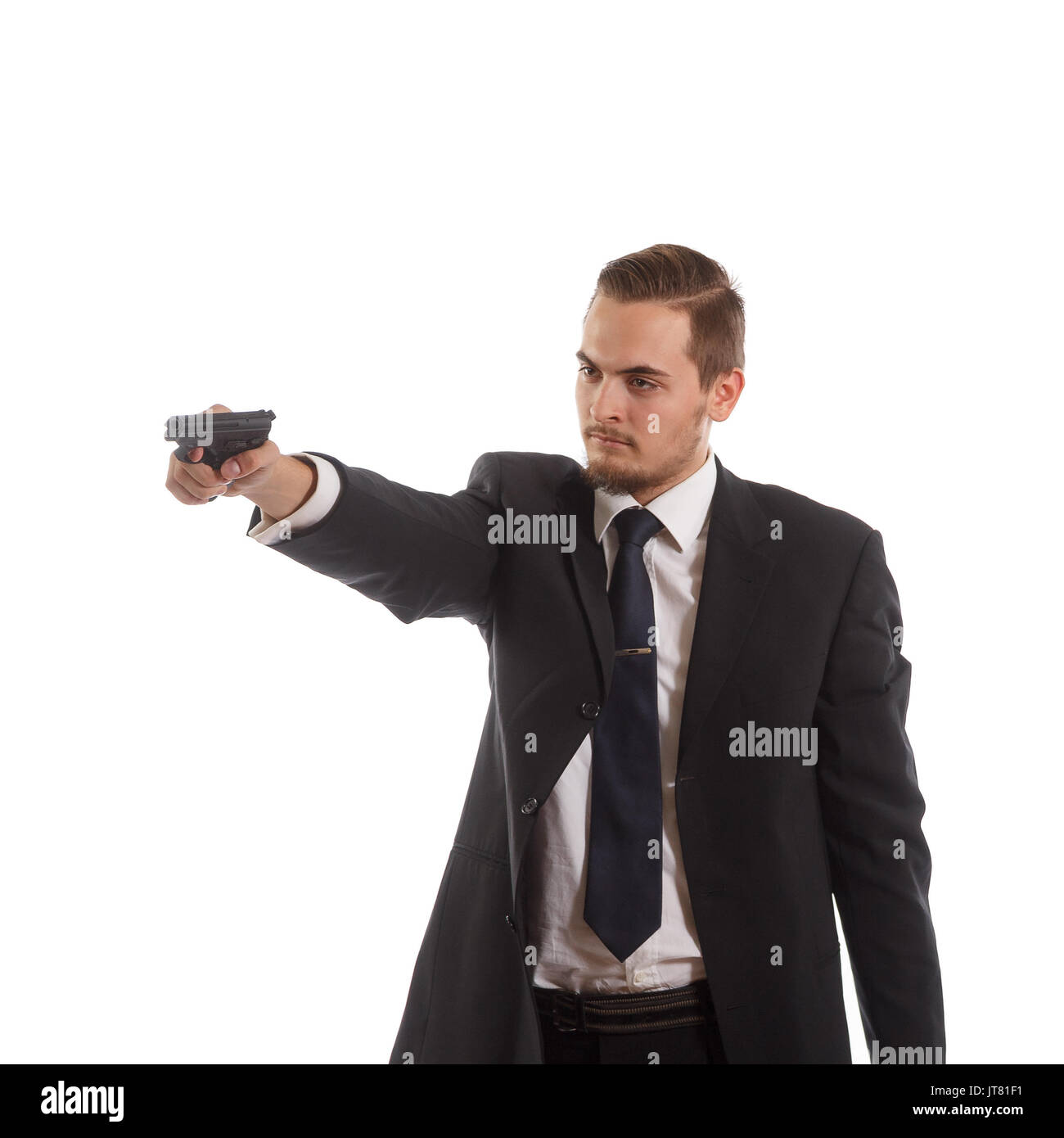 Uomo con una pistola Foto Stock