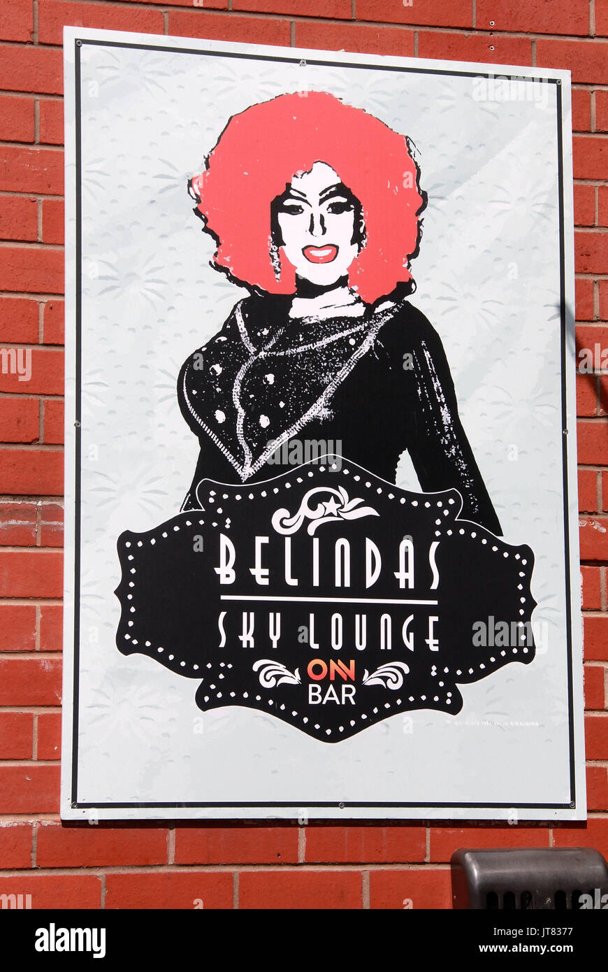 Belindas Bar segno di Manchesters Gay Village Foto Stock