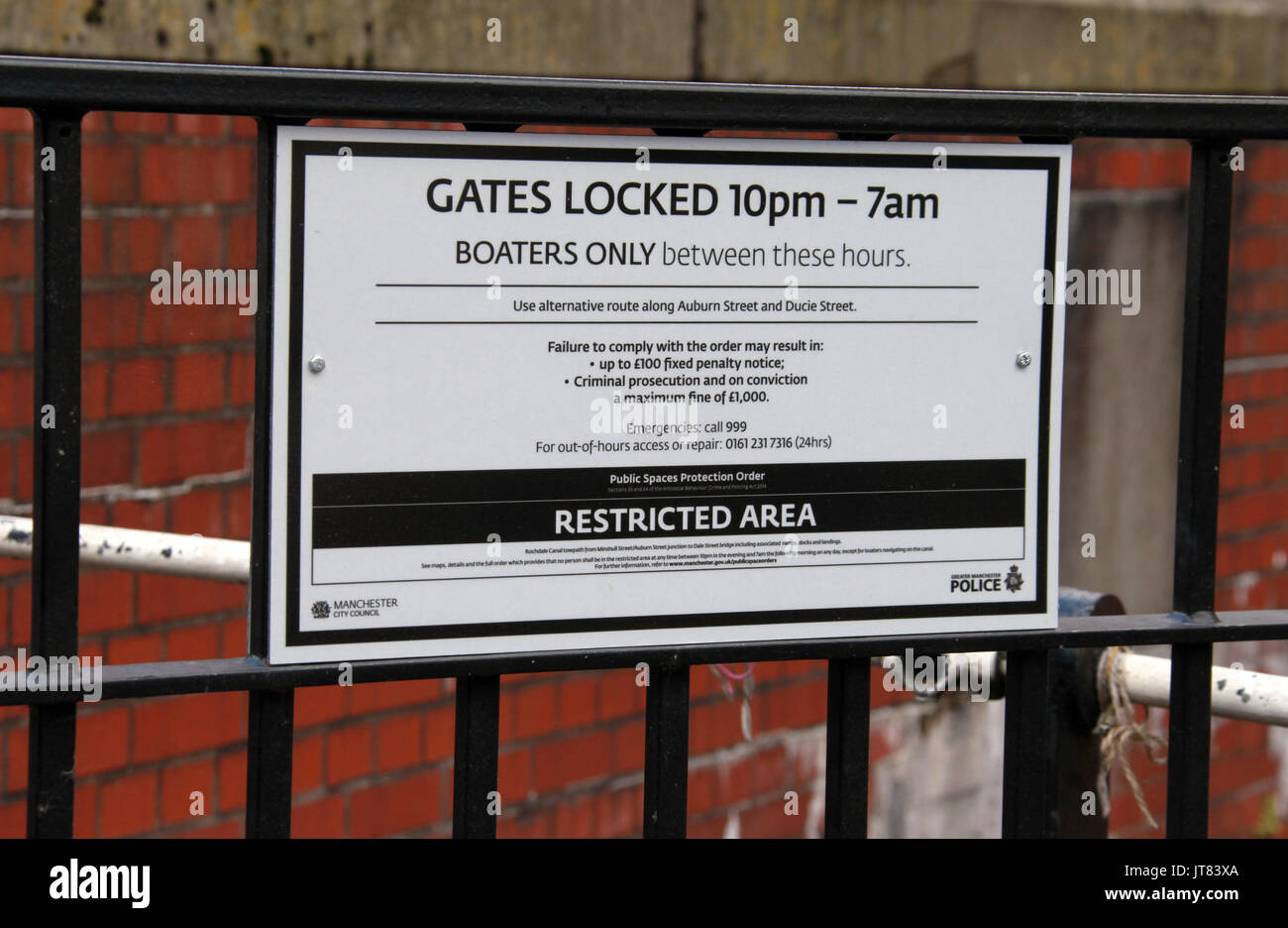 Rochdale Canal Area Riservata accedi Manchester City Centre Foto Stock