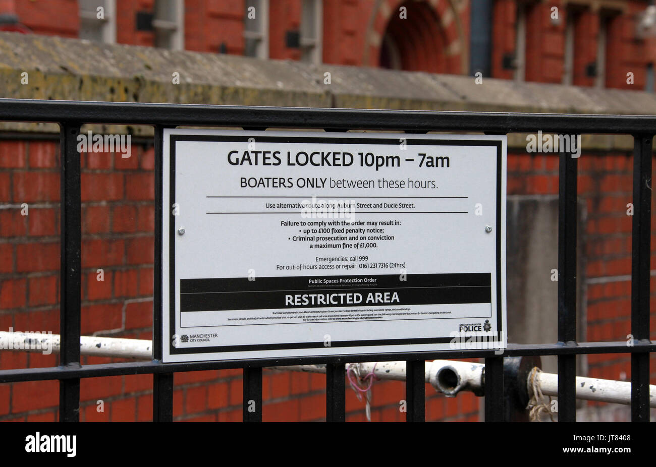 Rochdale Canal Area Riservata accedi Manchester City Centre Foto Stock
