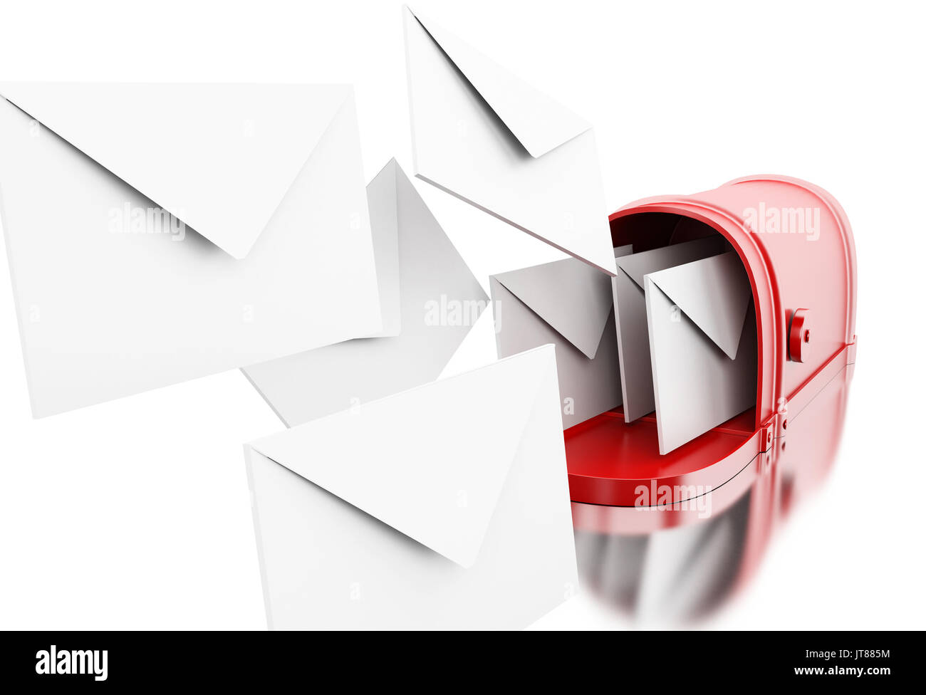 3d'illustrazione. Aprire la cassetta postale. La posta in arrivo concetto. Isolato sfondo bianco Foto Stock