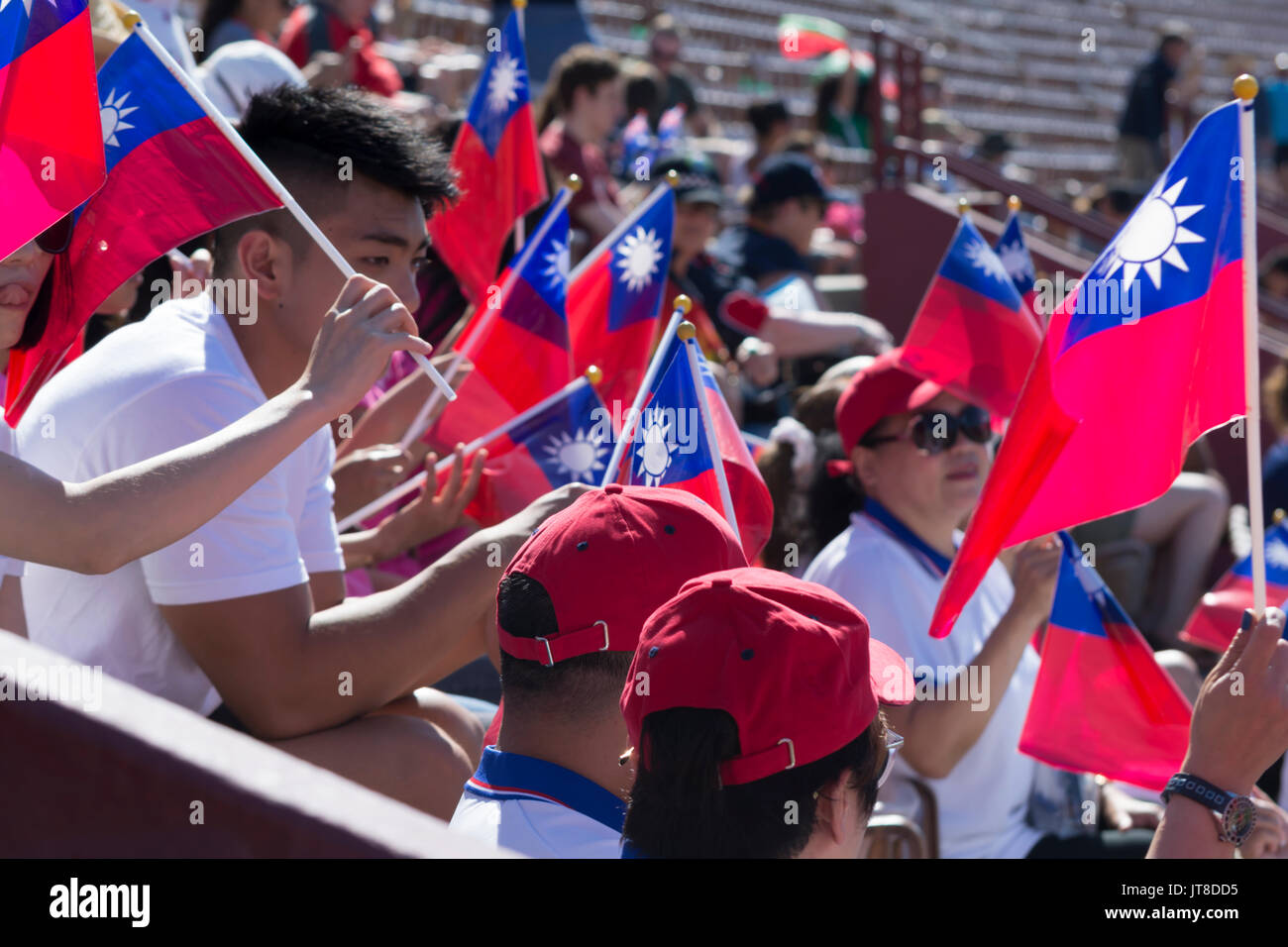 Los Angeles, CA, Stati Uniti d'America. 07 Ago, 2017. La famiglia e gli amici qui per il mondo la polizia e i Vigili del Fuoco Giochi 2017 a Los Angeles CA, USA Credito: Chester marrone/Alamy Live News Foto Stock