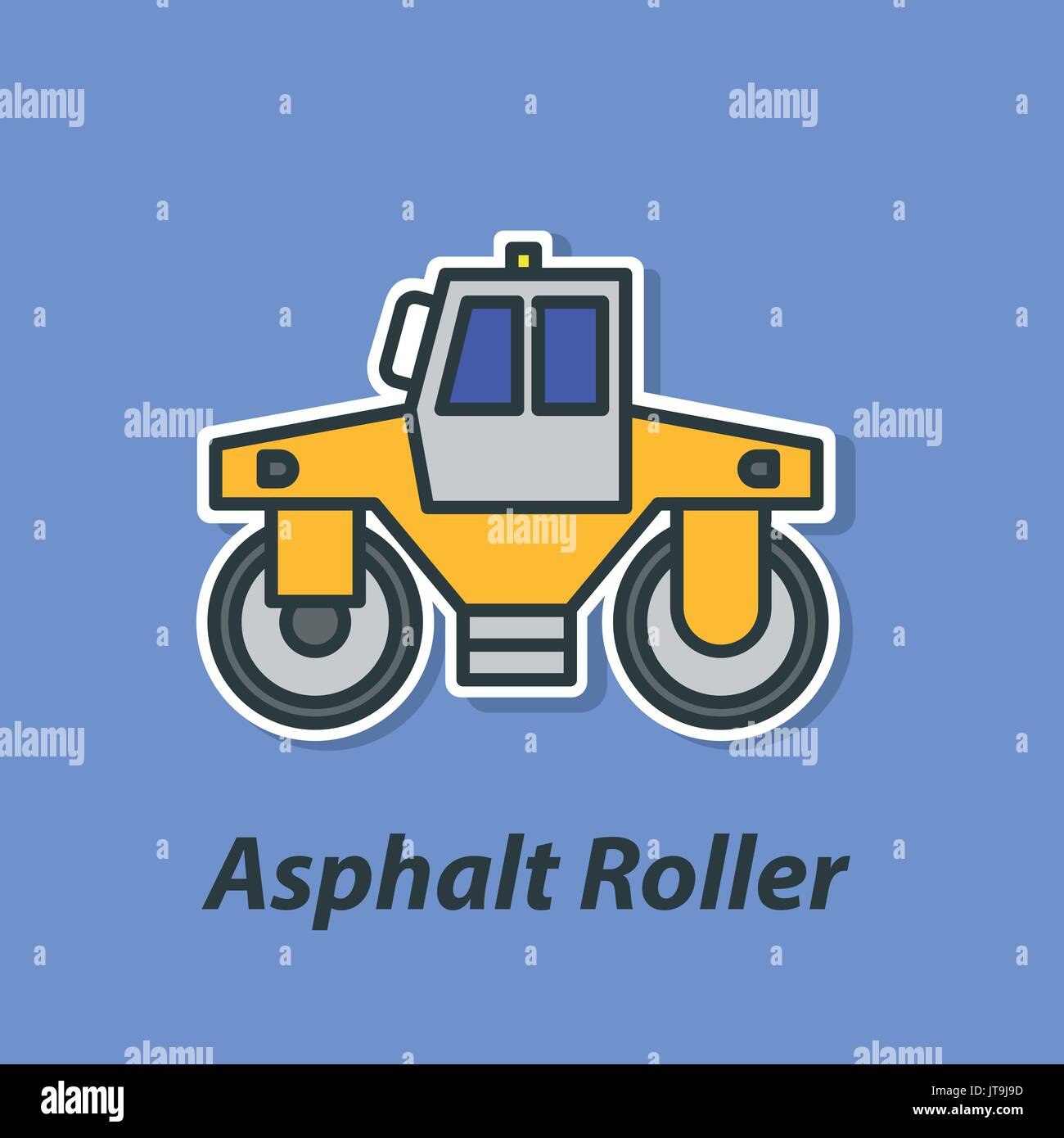 Rullo di asfalto colore icona piatta. Illustrazione Vettoriale