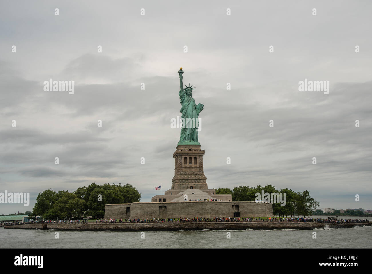 Liberty Island e la Statua della Libertà Foto Stock