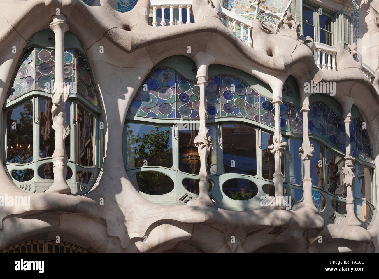 Casa Batllo, architetto Antonio Gaudì, Modernisme, Sito Patrimonio Mondiale dell'UNESCO, Eixample di Barcellona, in Catalogna, Spagna, Europa Foto Stock