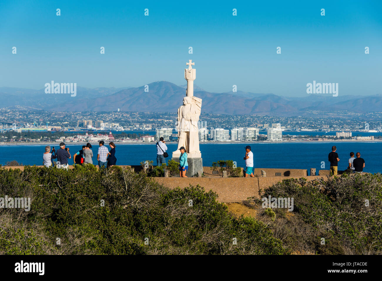 Cabrillo statua, Cabrillo National Monument, Point Loma, San Diego, California, Stati Uniti d'America, America del Nord Foto Stock