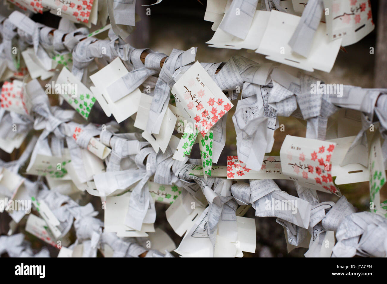 Offerte votive e scartato fortune, Sanzen-in tempio, Kyoto, Giappone, Asia Foto Stock