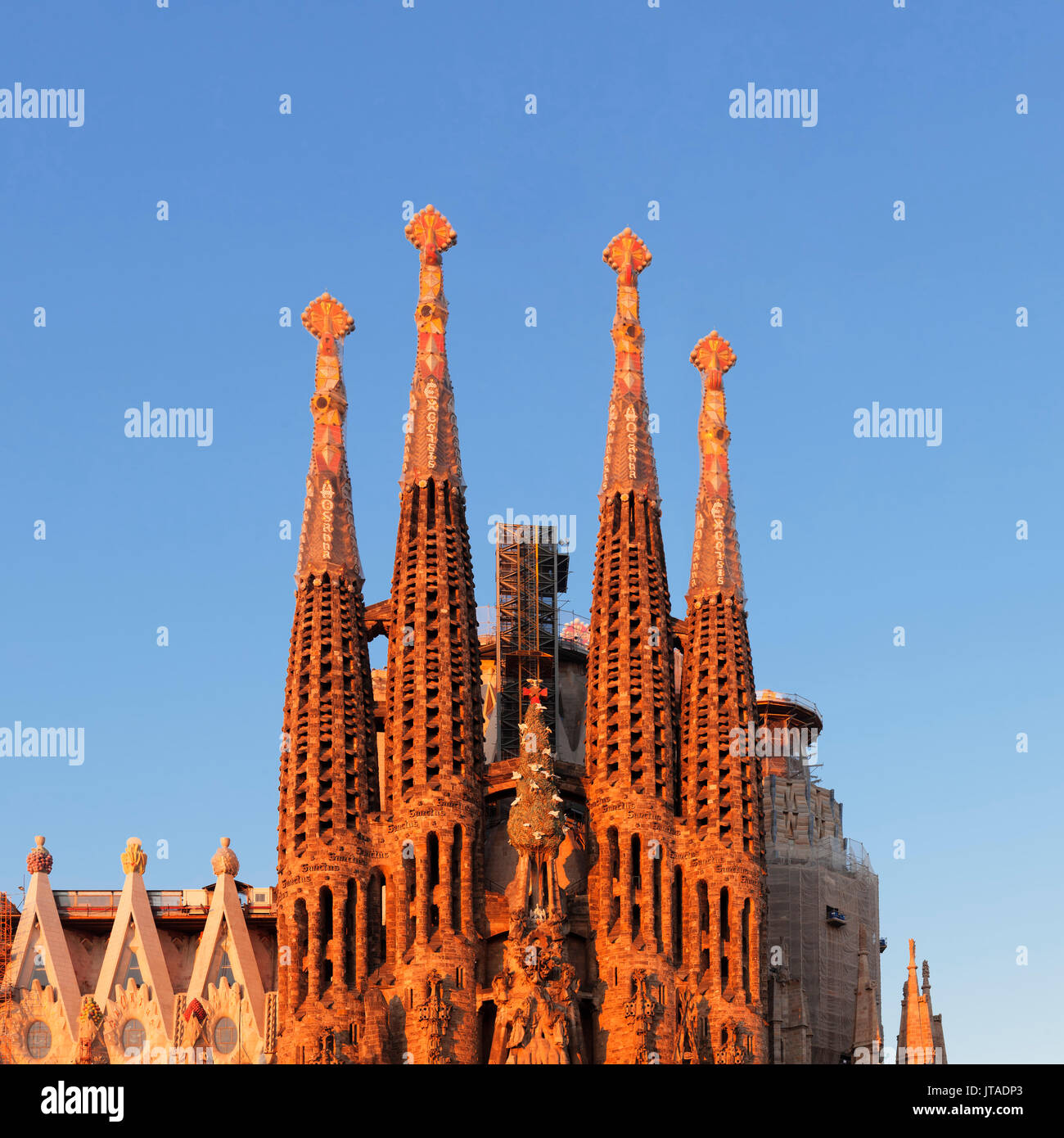 La Sagrada Familia, dall architetto Antonio Gaudì, Sito Patrimonio Mondiale dell'UNESCO, Barcellona, in Catalogna, Spagna, Europa Foto Stock