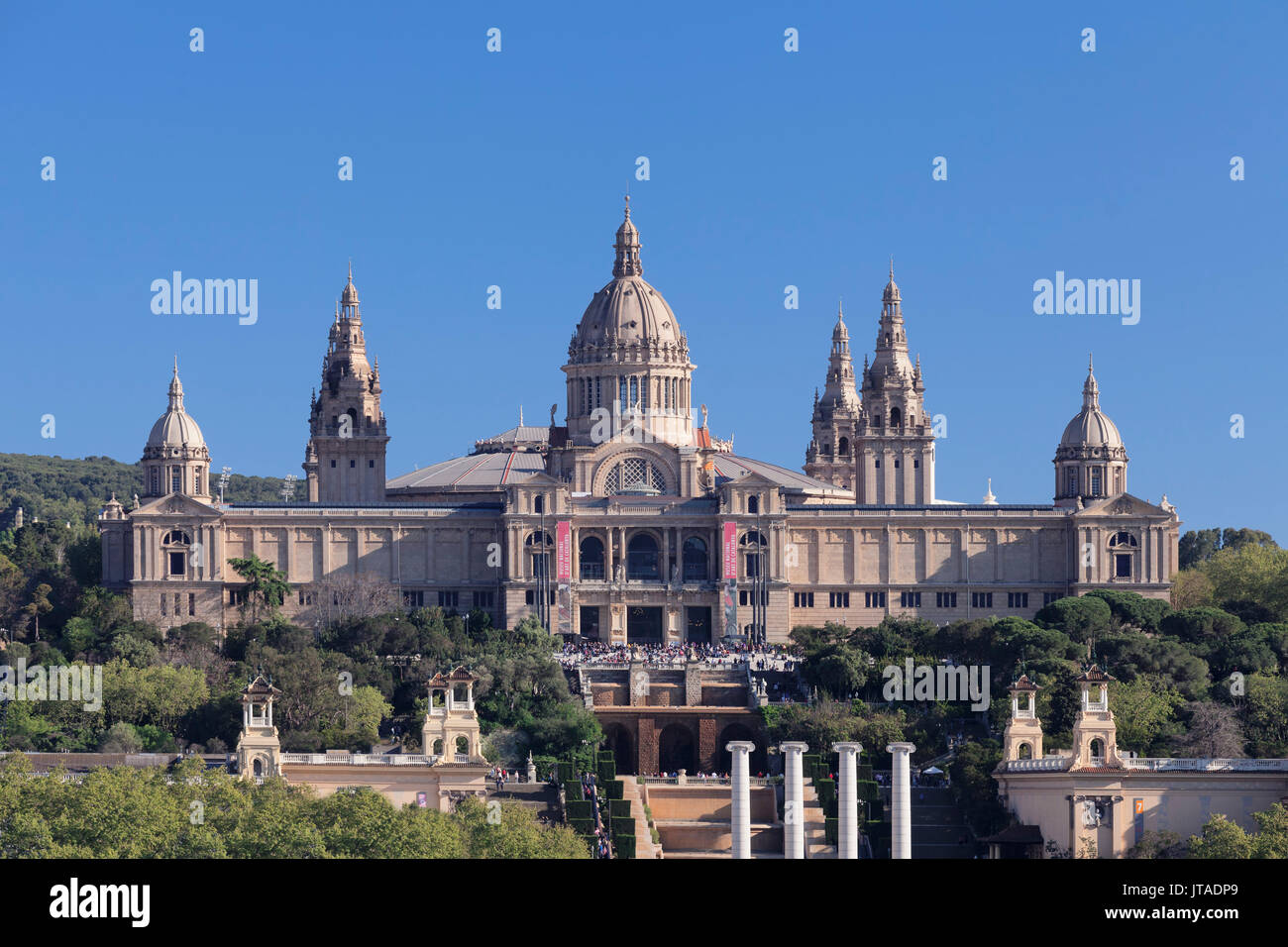 Palau Nacional (Museu Nacional d'Art de Catalunya), Montjuic Barcellona, in Catalogna, Spagna, Europa Foto Stock