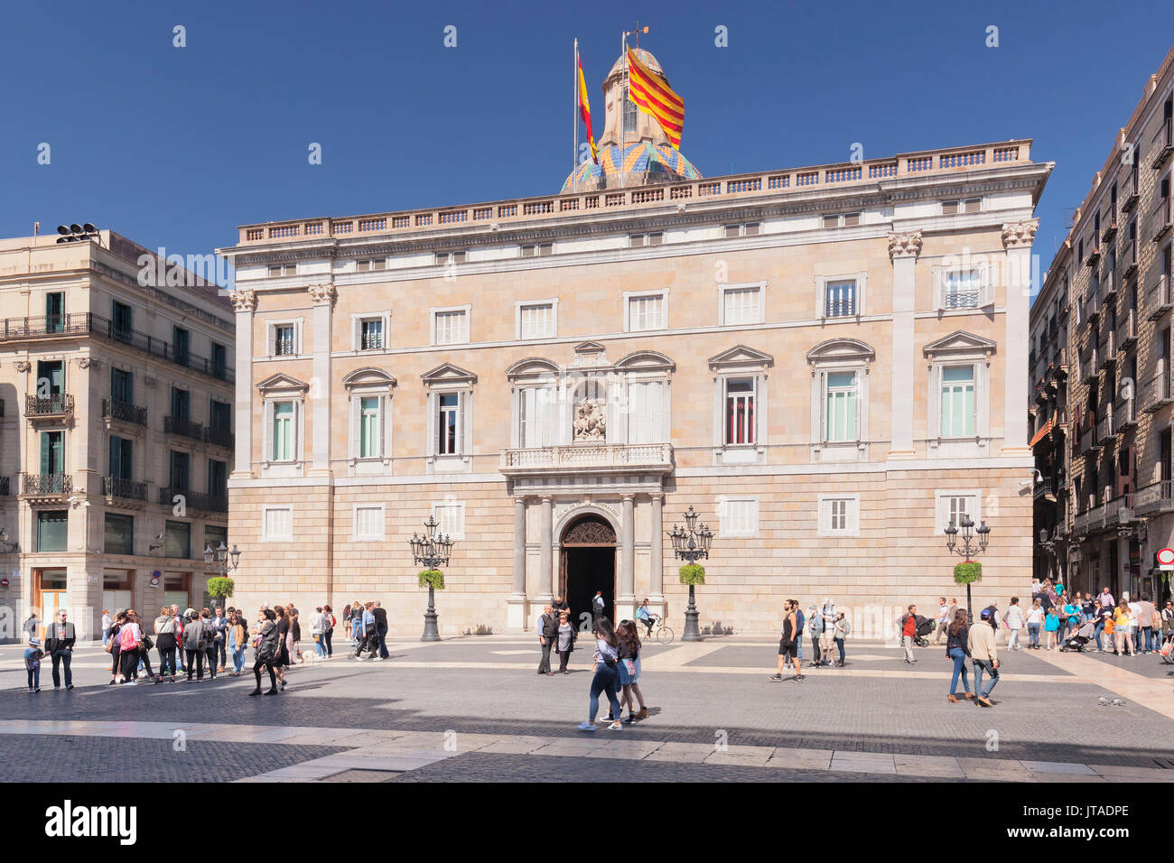 Palau de la Generalitat, sede del governo autonomo, Placa de Sant Jaume, Barri Gotic, Barcellona, in Catalogna, Spagna, Europa Foto Stock