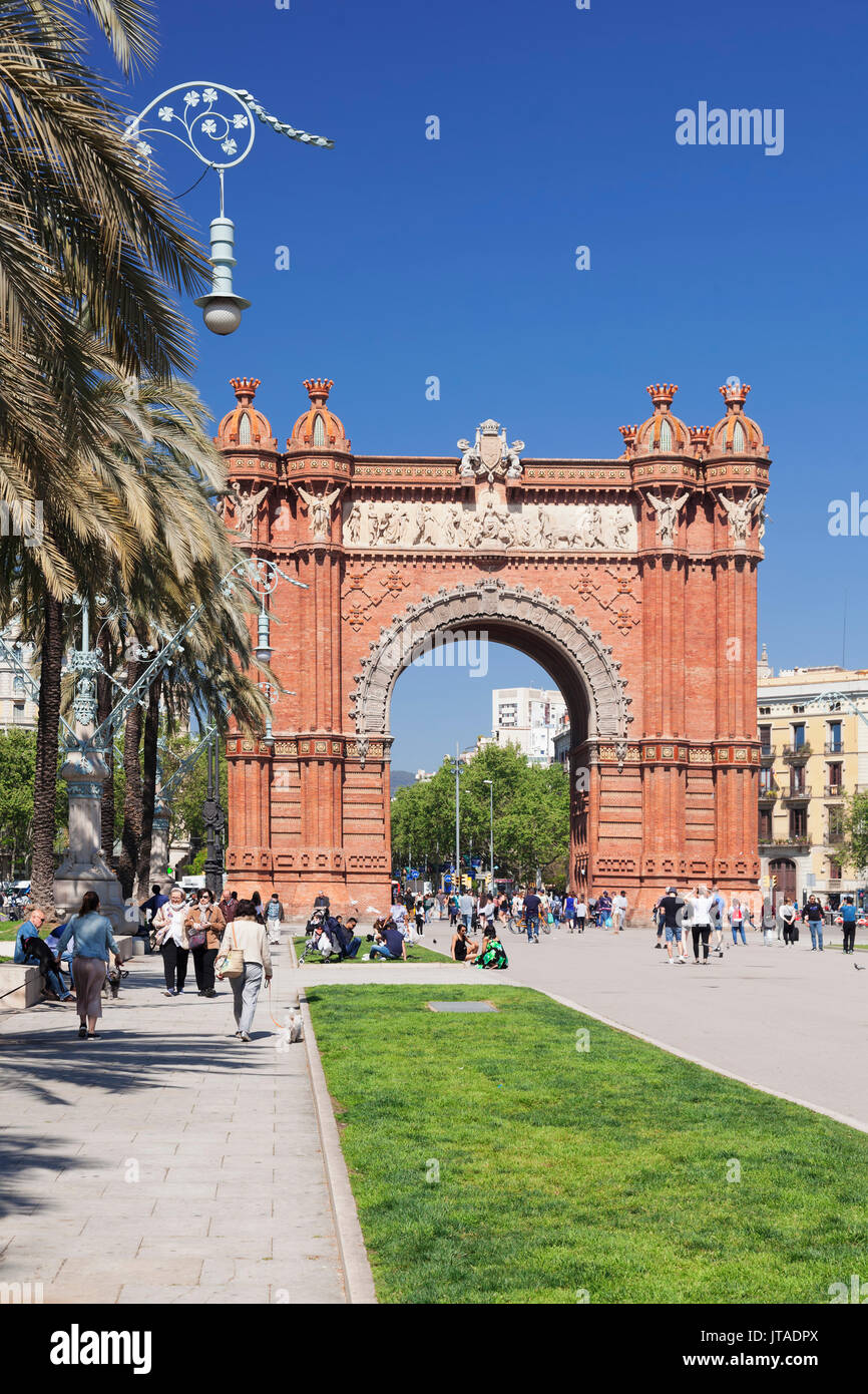 Arc de Triomf, dall'architetto Josep Vilaseca i Casanovas, Barcellona, in Catalogna, Spagna, Europa Foto Stock