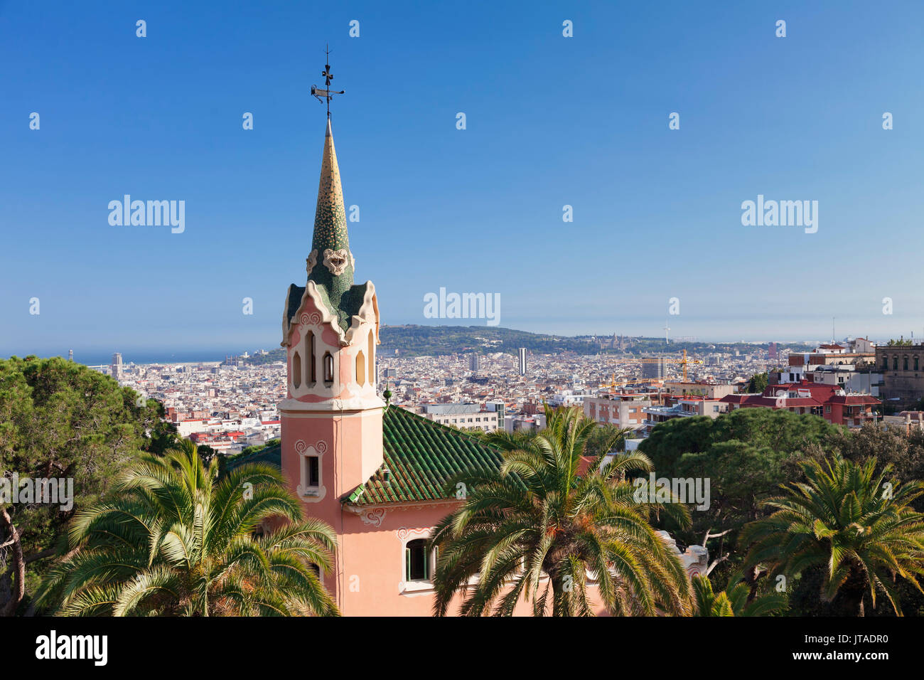 Casa Museo Gaudi e a Parc Guell, Sito Patrimonio Mondiale dell'UNESCO, Modernisme, architetto Antoni Gaudi, Barcellona, in Catalogna, Spagna, Europa Foto Stock