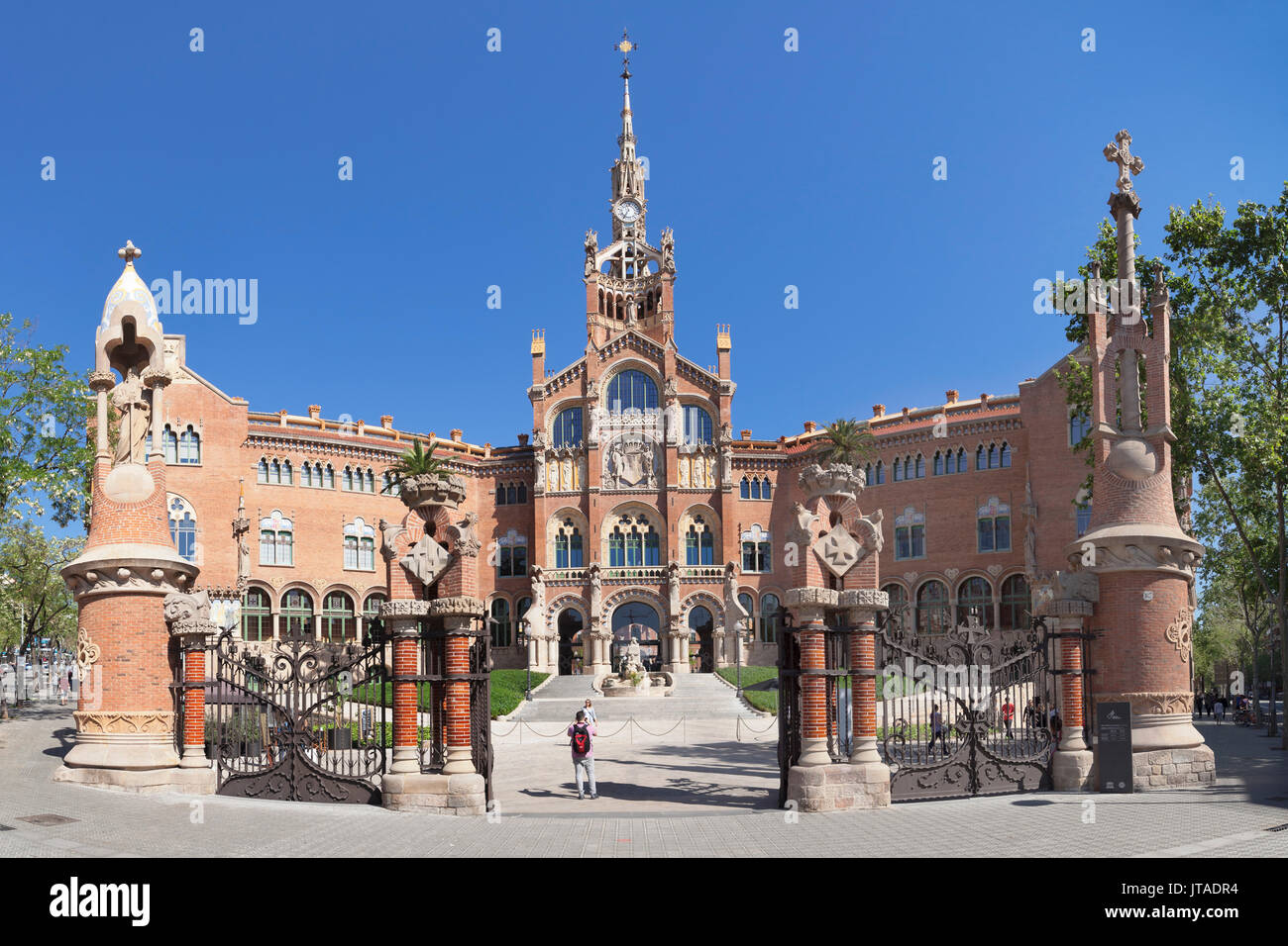 L'Ospedale di Sant Pau, Lluis Domenech i Montaner, Sito Patrimonio Mondiale dell'UNESCO, Modernisme, Barcellona, in Catalogna, Spagna, Europa Foto Stock