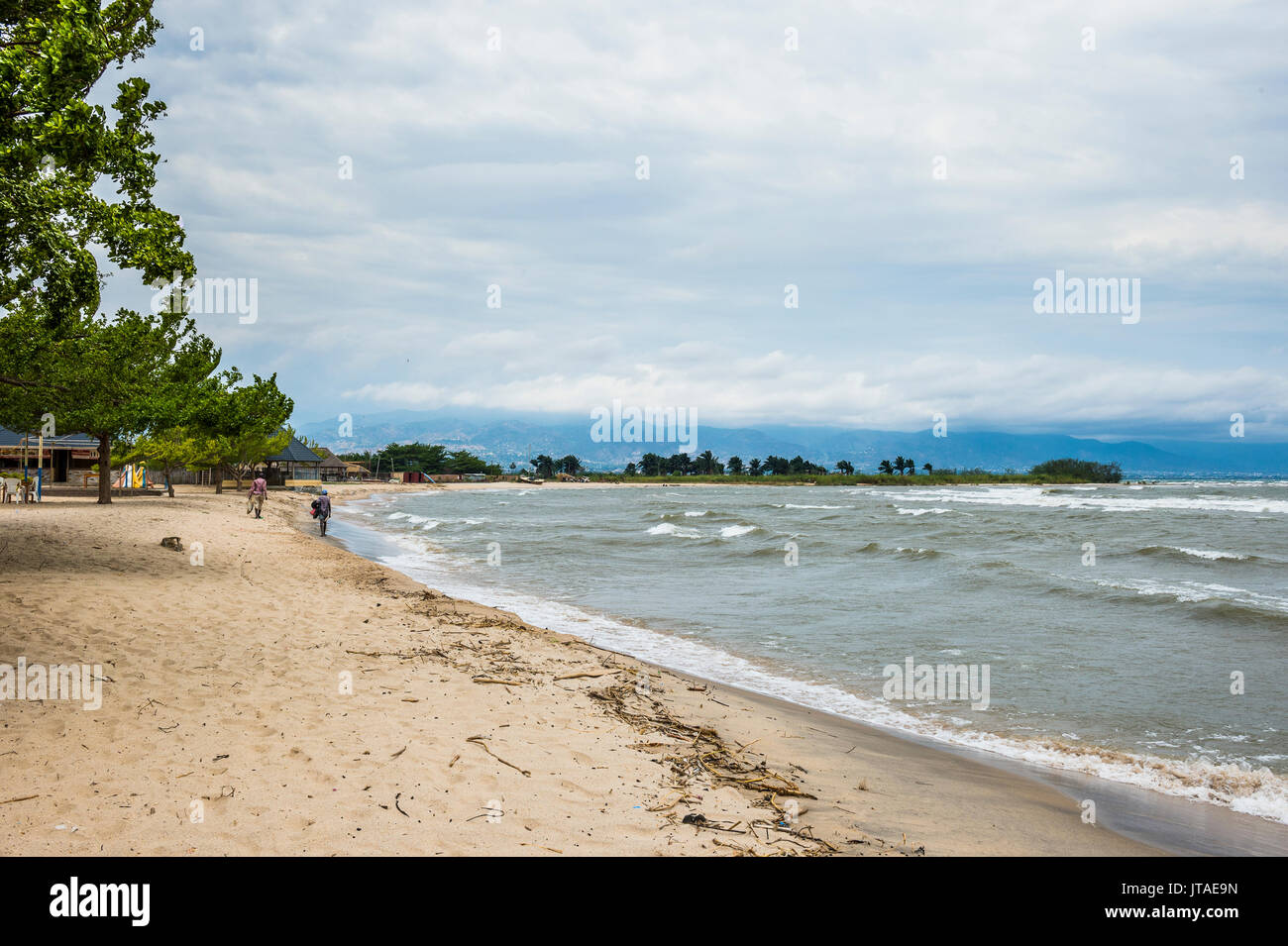Spiaggia sulle rive del lago Tanganica, Bujumbura, Burundi, Africa Foto Stock
