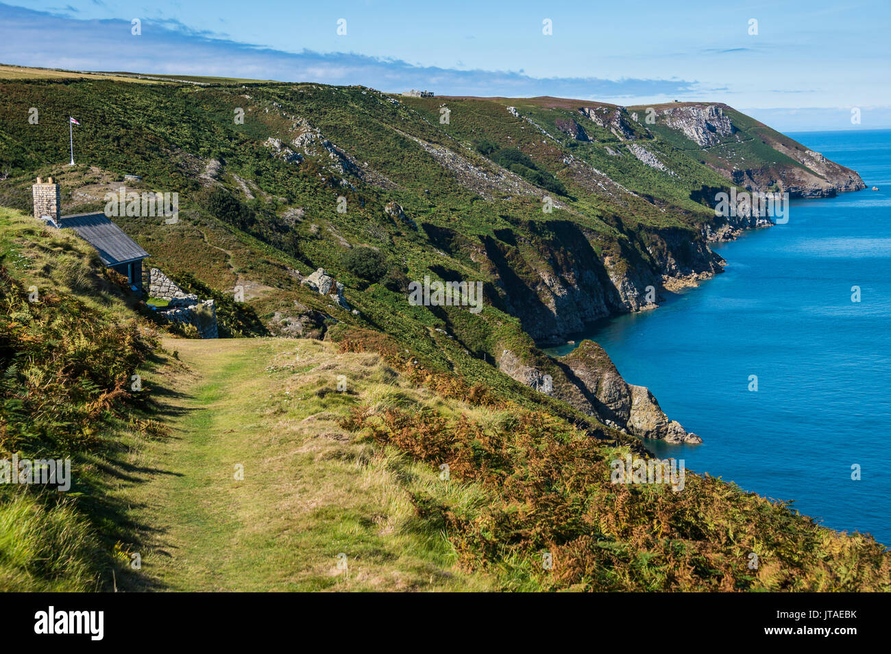 Costa dell'isola di Lundy, Canale di Bristol, Devon, Inghilterra, Regno Unito, Europa Foto Stock