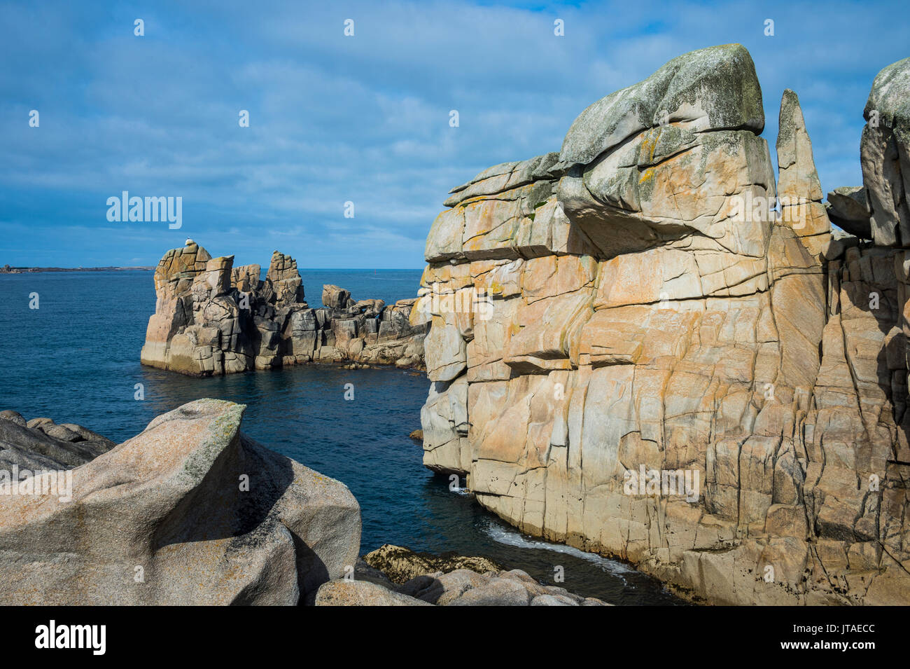 Enormi rocce di granito su St. Mary's, isole Scilly, England, Regno Unito, Europa Foto Stock