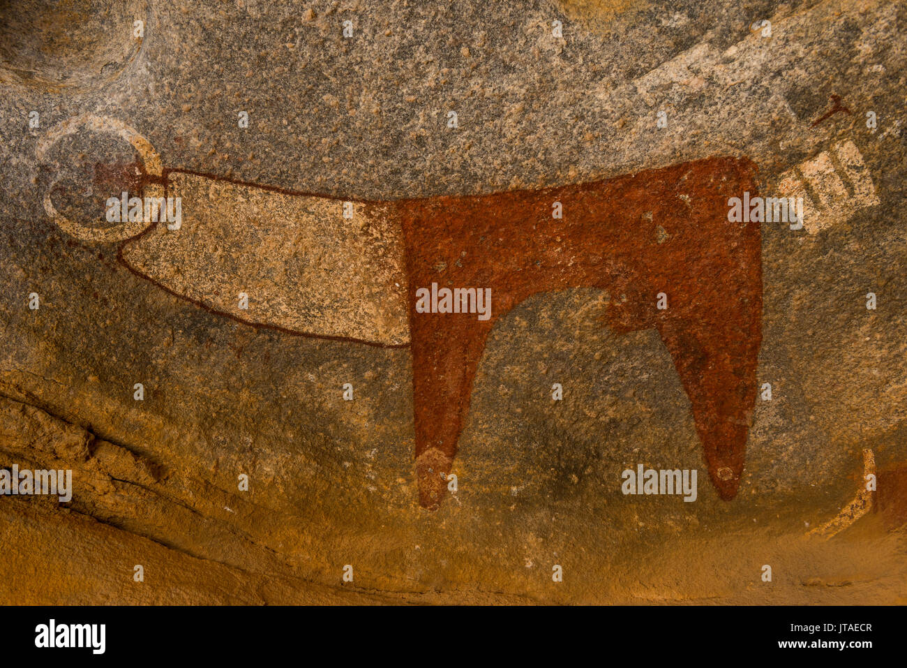 Pitture rupestri in Lass Geel grotte, il Somaliland e la Somalia, Africa Foto Stock