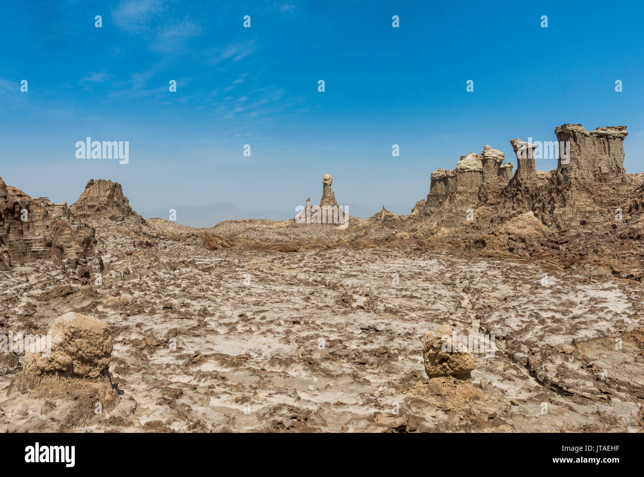 Formazioni di arenaria a Dallol, luogo più caldo della terra, Danakil depressione, Etiopia, Africa Foto Stock